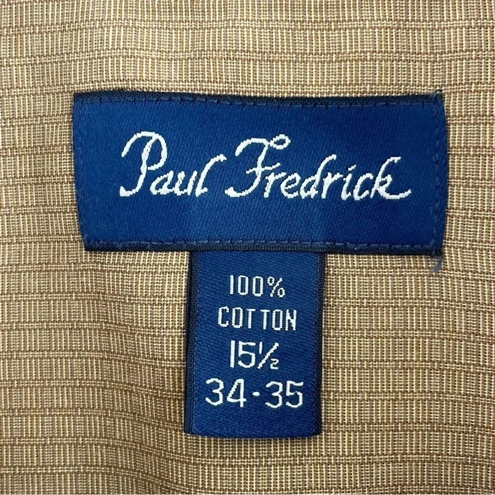 Paul Fredrick Shirt Button Down Long Sleeve Mens Size 15.5 tan 0468 - Picture 2 of 7